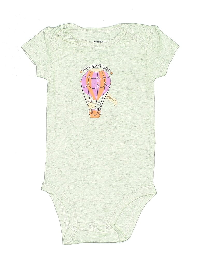 Pre-owned Carter's Babies' Short Sleeve Onesie In Green