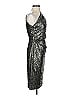 David Meister 100% Polyester Metallic Silver Cocktail Dress Size 2 - photo 3