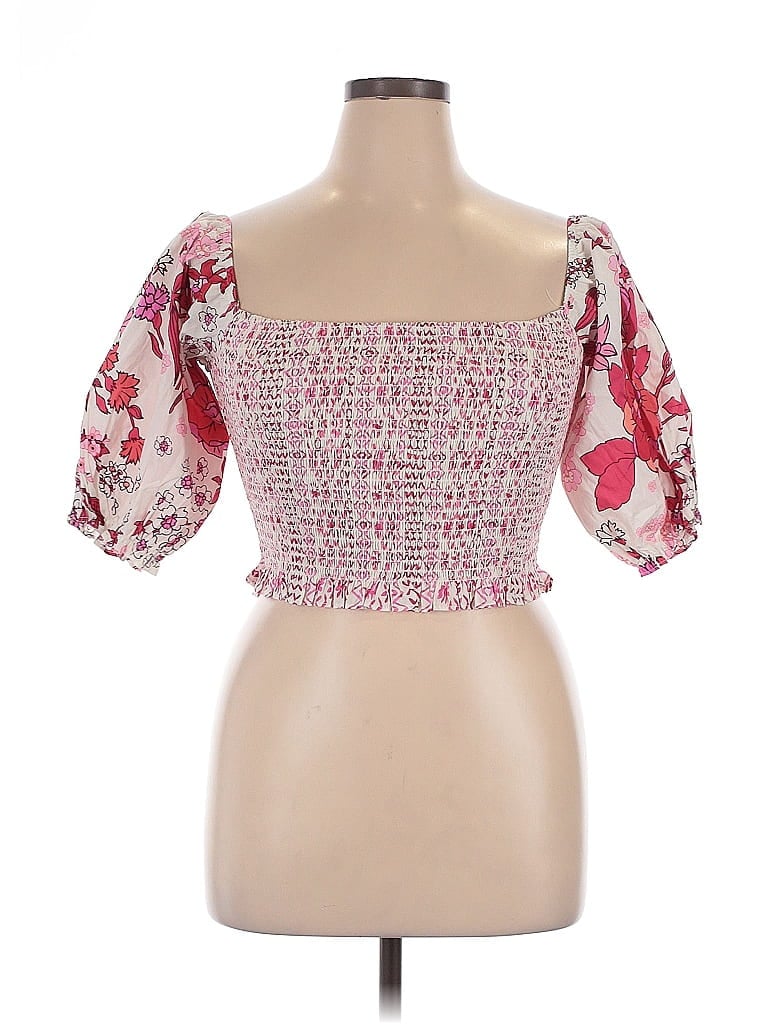 Pre-owned Btfl- Life Short Sleeve Blouse In Pink
