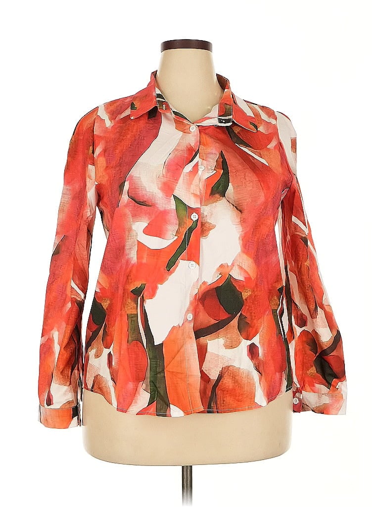 Pre-owned Unbranded 3/4 Sleeve Blouse In Orange