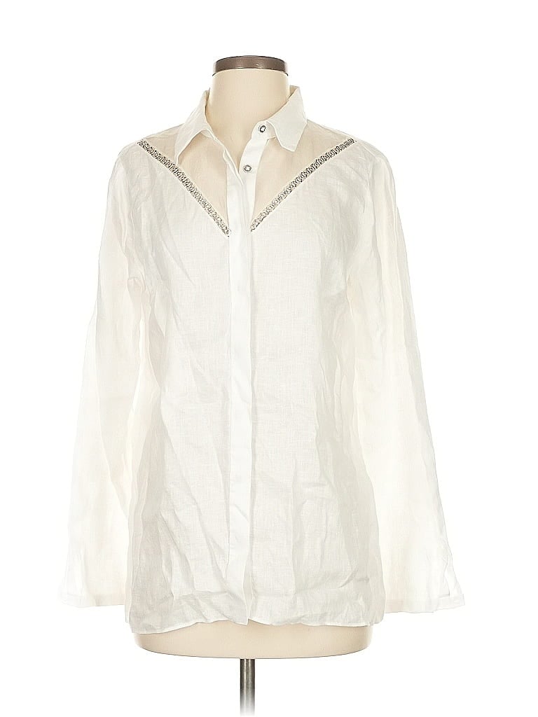 Pre-owned Elie Tahari Long Sleeve Blouse In White