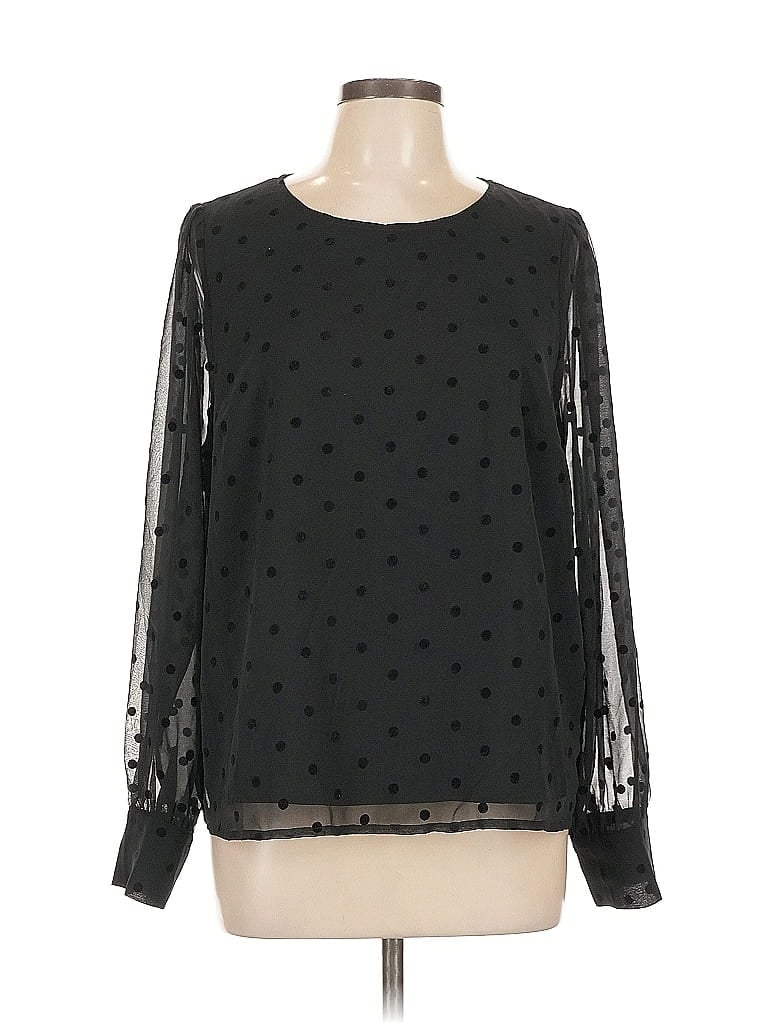 Pre-owned J.crew Factory Store Long Sleeve Blouse In Black