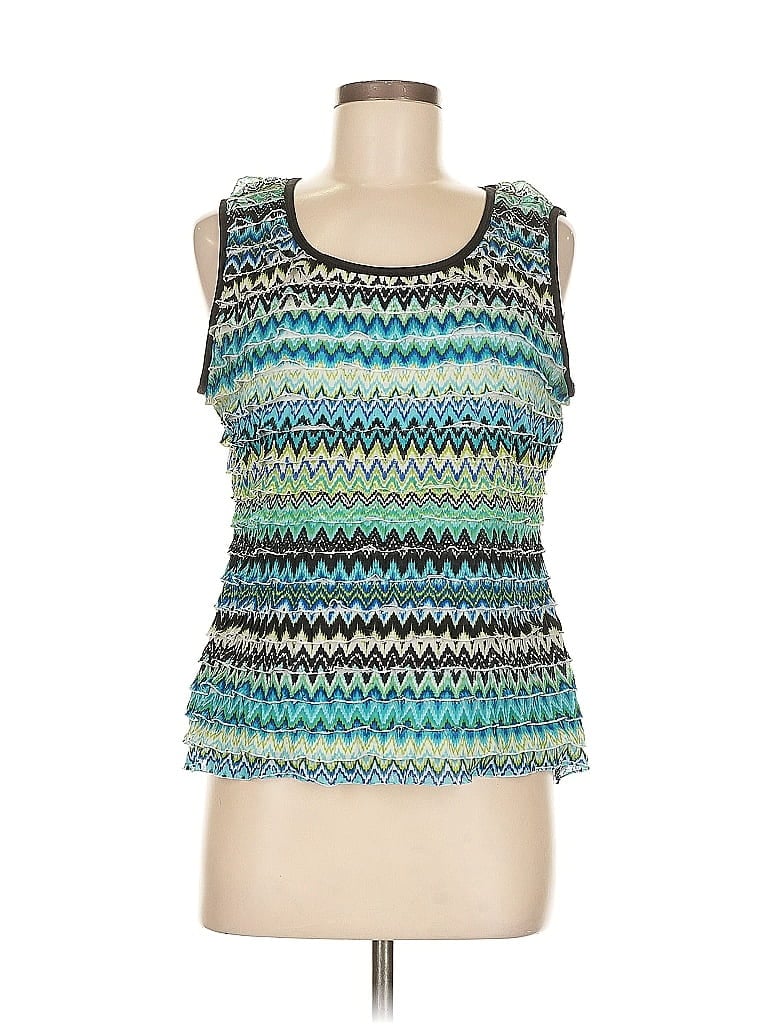 NOTATIONS Pre-owned Sleeveless Top Blue Scoop Neck Tops