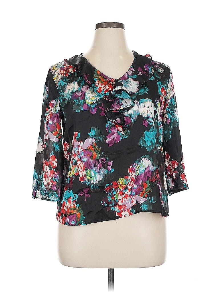 Pre-owned Elementz 3/4 Sleeve Blouse In Black