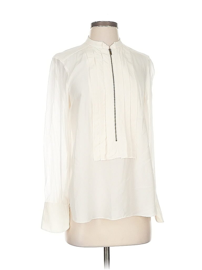 Pre-owned Bcbgmaxazria Long Sleeve Blouse In White