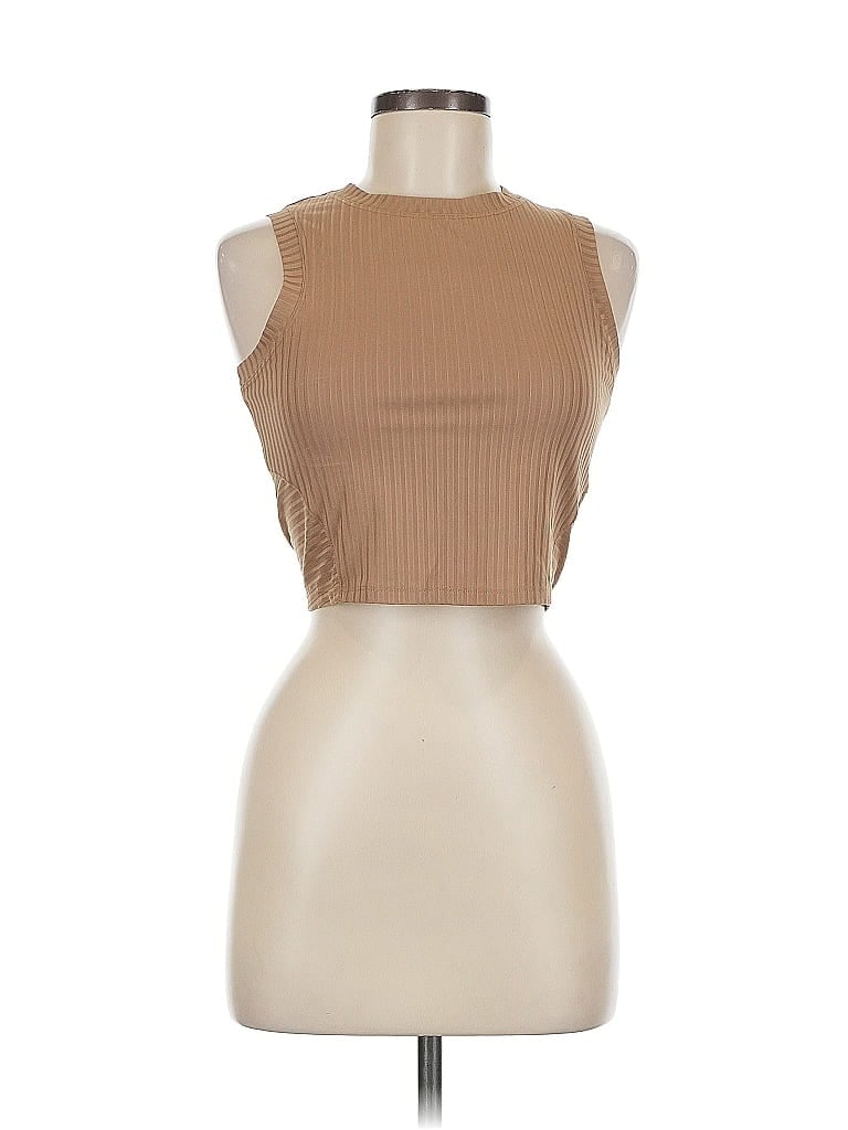 MERAKI Pre-owned Sleeveless Top Tan Halter Neckline Tops In Brown