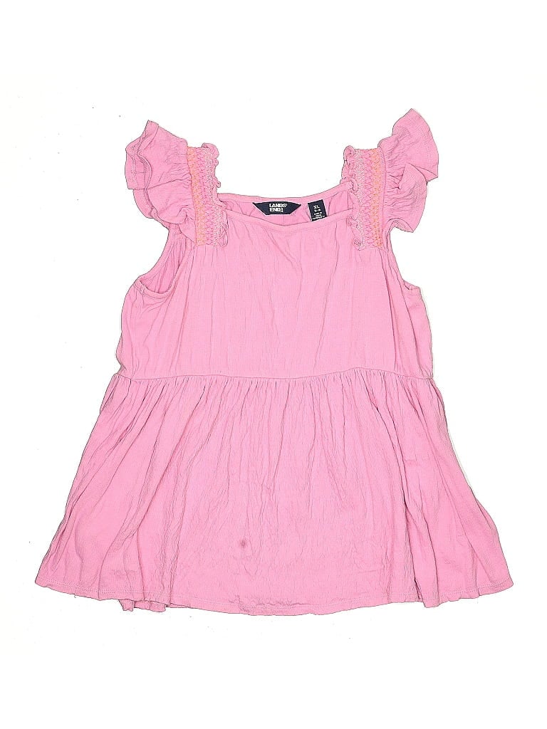 Pre-owned Lands' End Kids'  Sleeveless T-shirt In Pink
