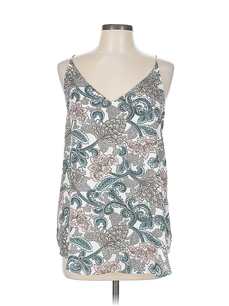 Pre-owned Ann Taylor Loft Outlet Sleeveless Top Teal V Neck Tops In Blue