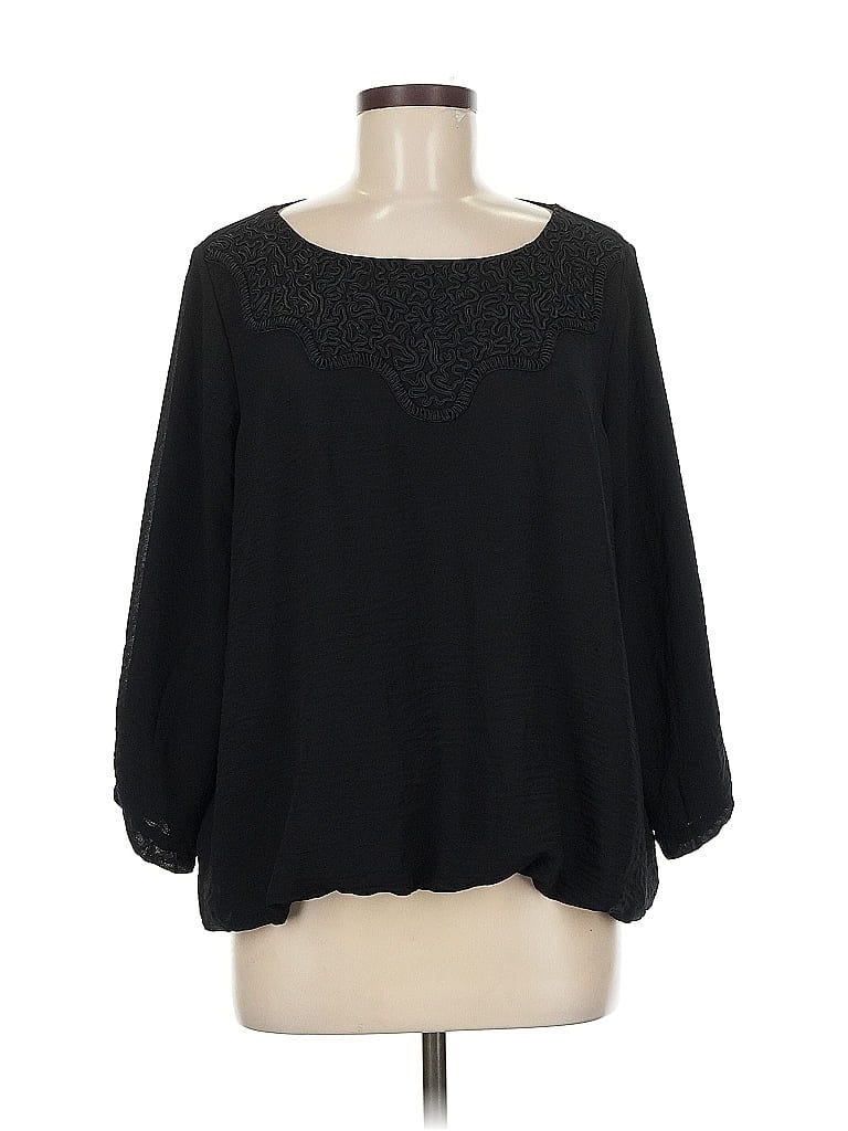 Pre-owned Chico's 3/4 Sleeve Blouse In Black