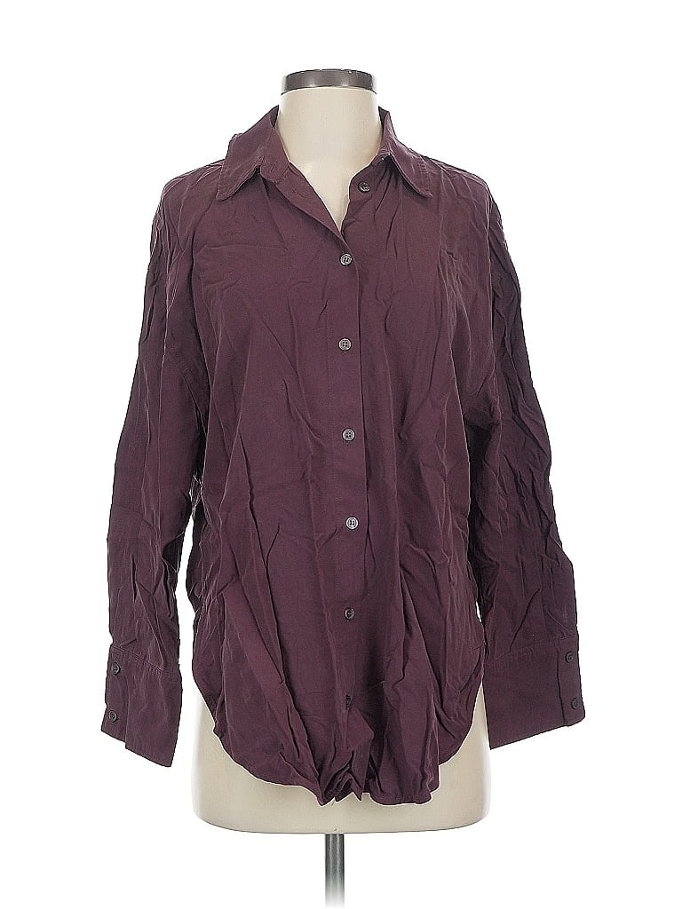 Click to view more detailed imagery on our partner's website Pre-owned Zara 3/4 Sleeve Button Down Shirt In Burgundy