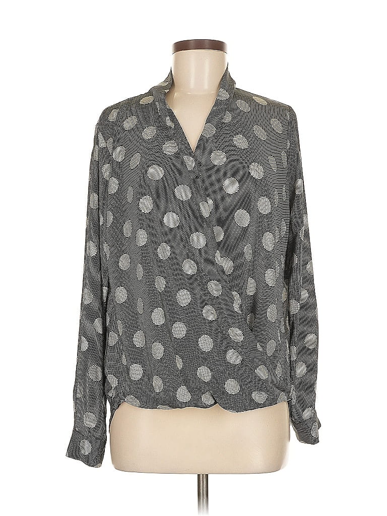 Pre-owned Pleione Long Sleeve Blouse In Gray