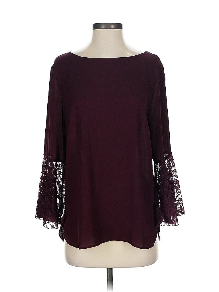 Pre-owned 7th Avenue Design Studio New York & Company 3/4 Sleeve Blouse In Burgundy