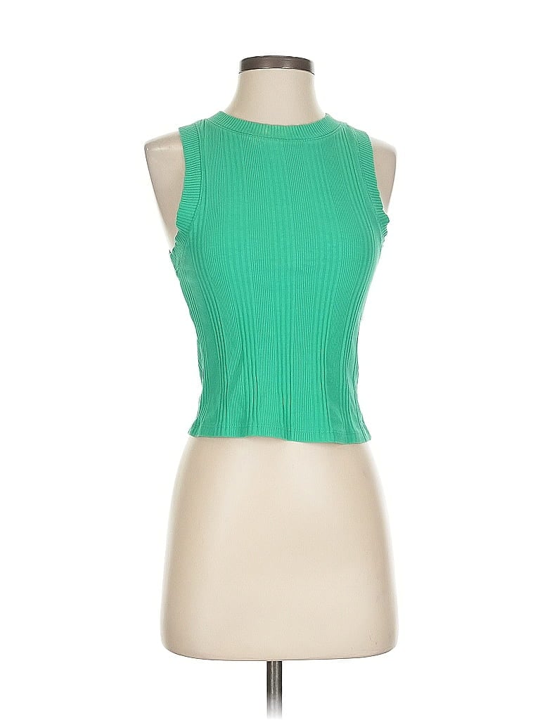Pre-owned Zara Tank Top Green Halter Neckline Tops