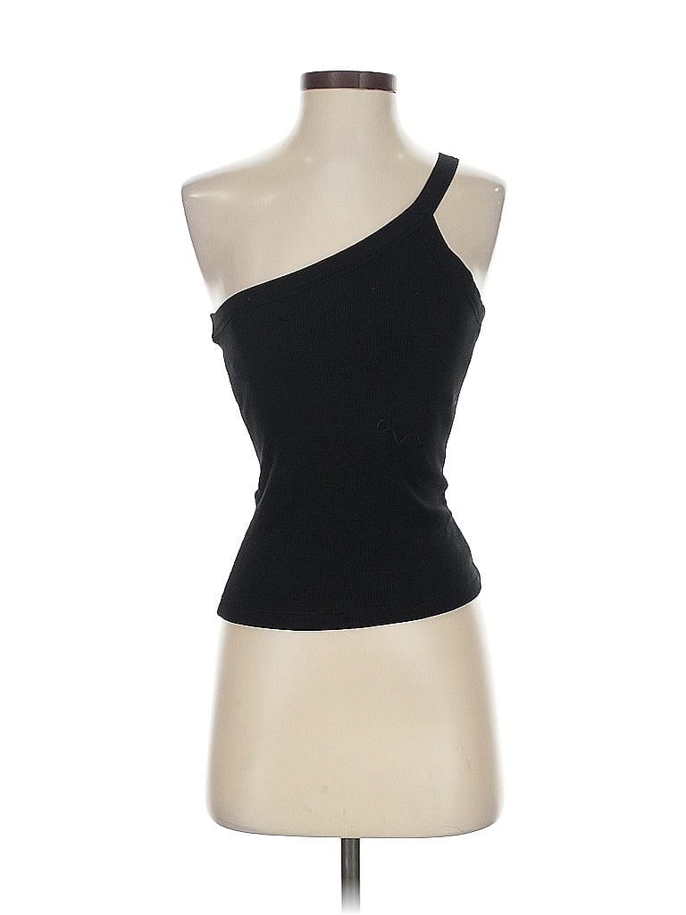 Pre-owned Lna Tank Top Black One Shoulder Neckline Tops