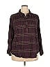 Cj Banks Plaid Burgundy 3/4 Sleeve Button-Down Shirt Size 2X - photo 1