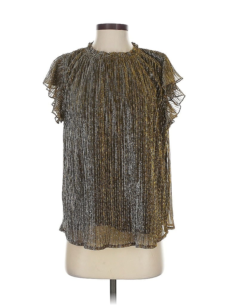 Pre-owned Sugarlips Short Sleeve Blouse In Gold