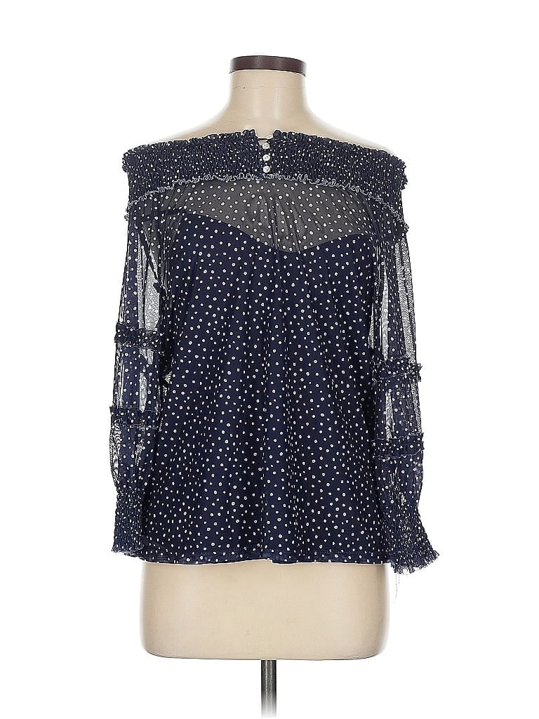 Pre-owned Bobeau Long Sleeve Blouse In Blue