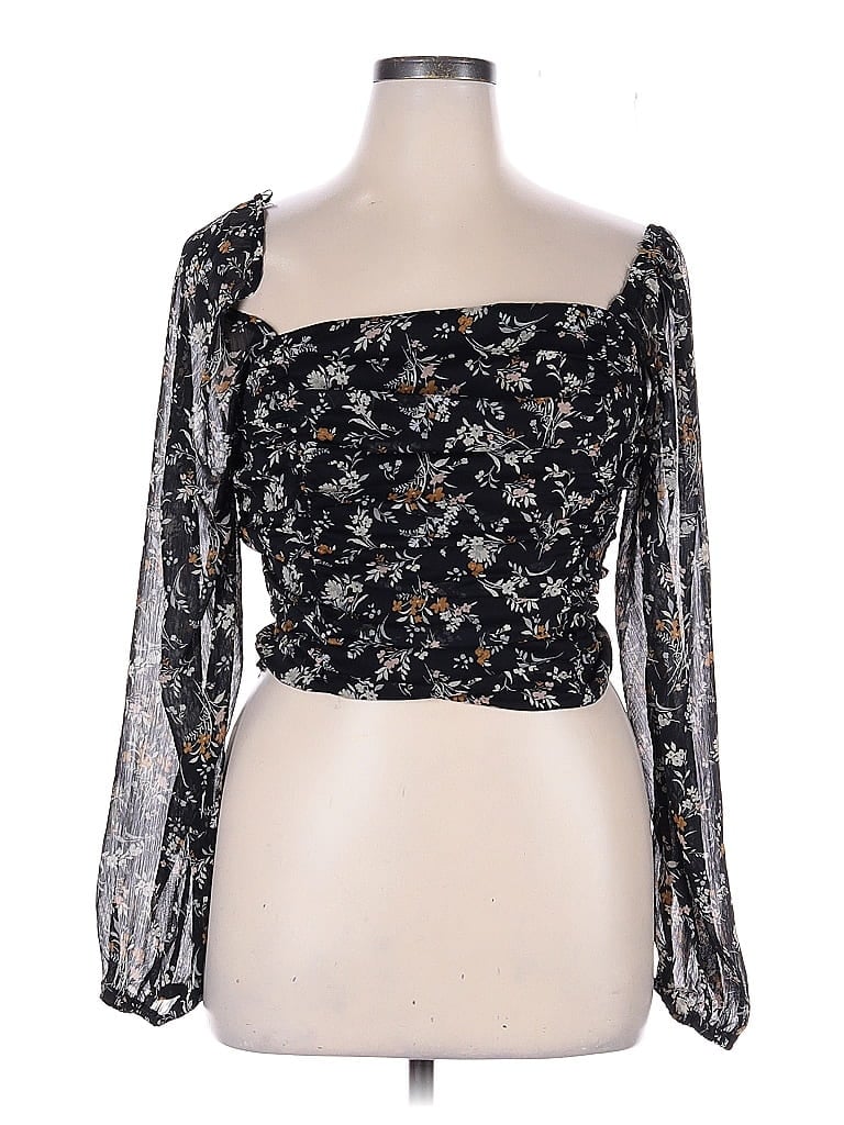 Pre-owned All In Favor 3/4 Sleeve Blouse In Black