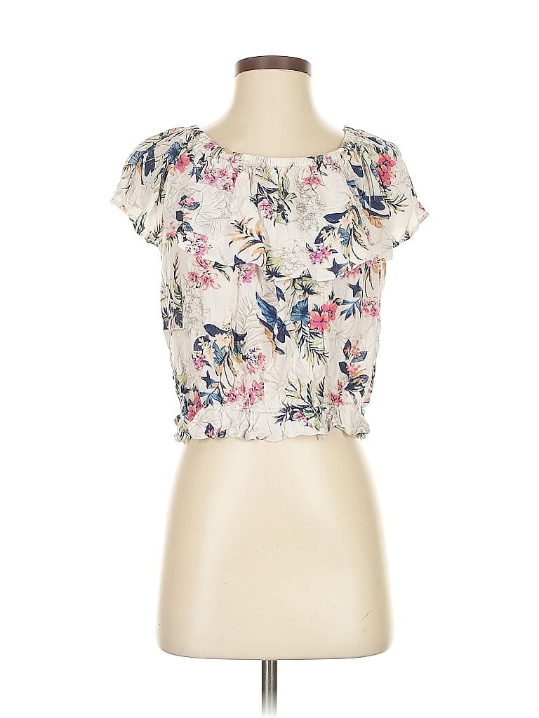 Pre-owned American Eagle Outfitters Short Sleeve Blouse In White