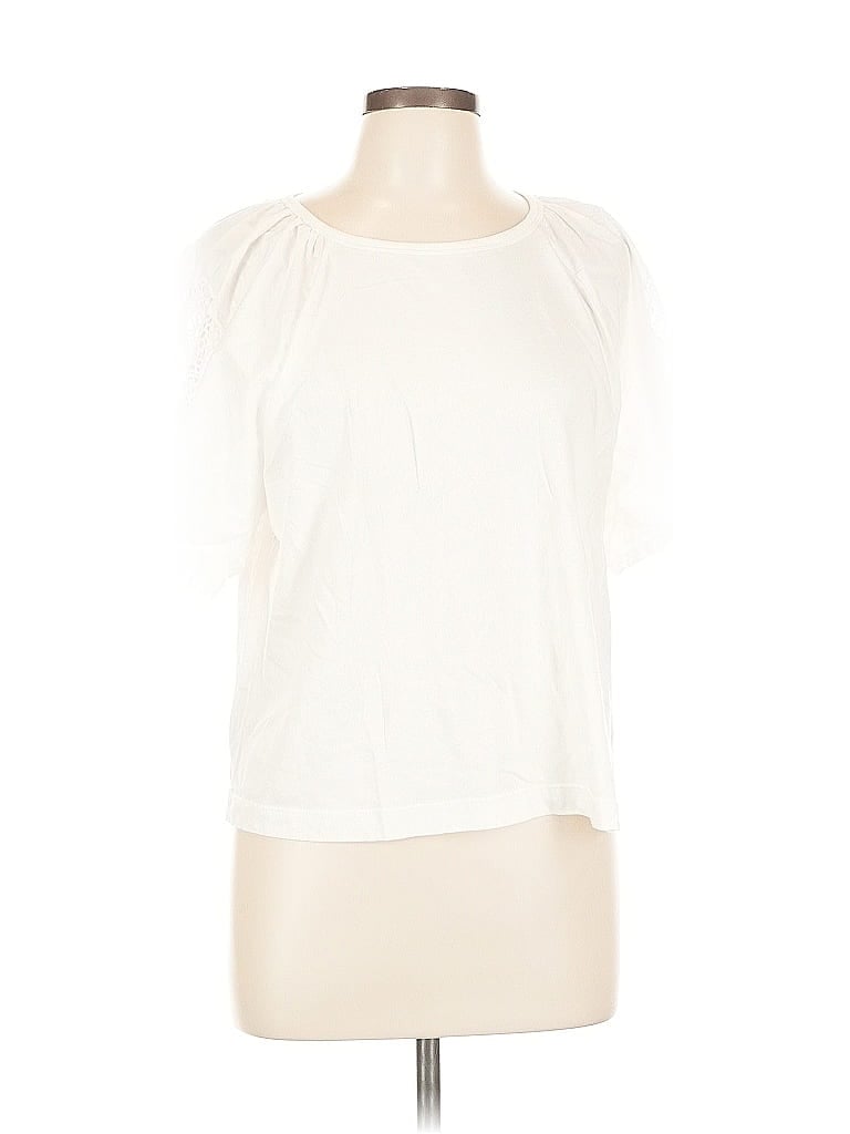 Pre-owned Old Navy Short Sleeve Top Ivory Cold Shoulder Neckline Tops In White