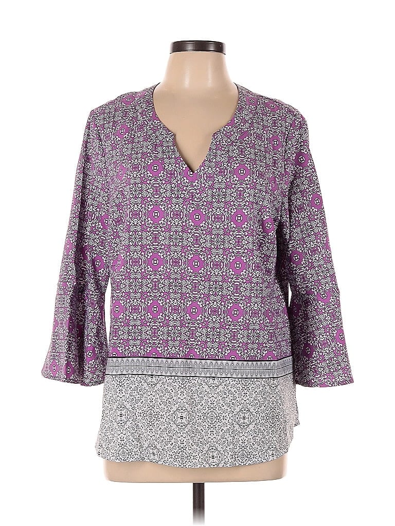 Pre-owned Dana Buchman 3/4 Sleeve Blouse In Purple