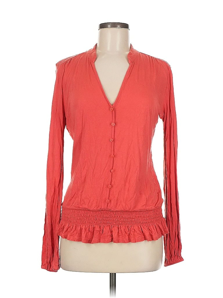 Pre-owned New York And Company Long Sleeve Blouse In Orange