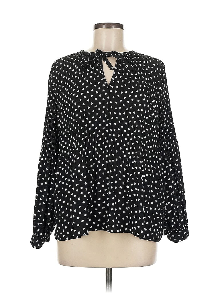 Pre-owned Adrianna Papell Long Sleeve Blouse In Black