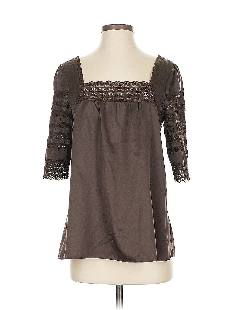 Pre-owned Vertigo 3/4 Sleeve Blouse In Brown