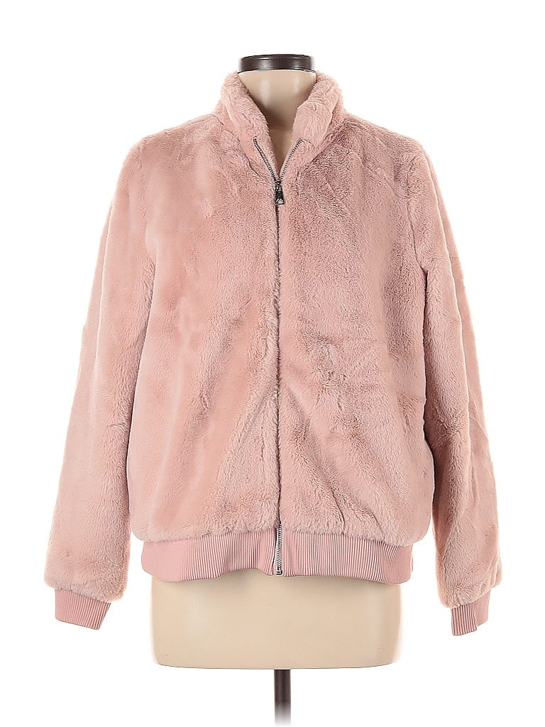 Pre-owned Just Fab Faux Fur Jacket In Pink