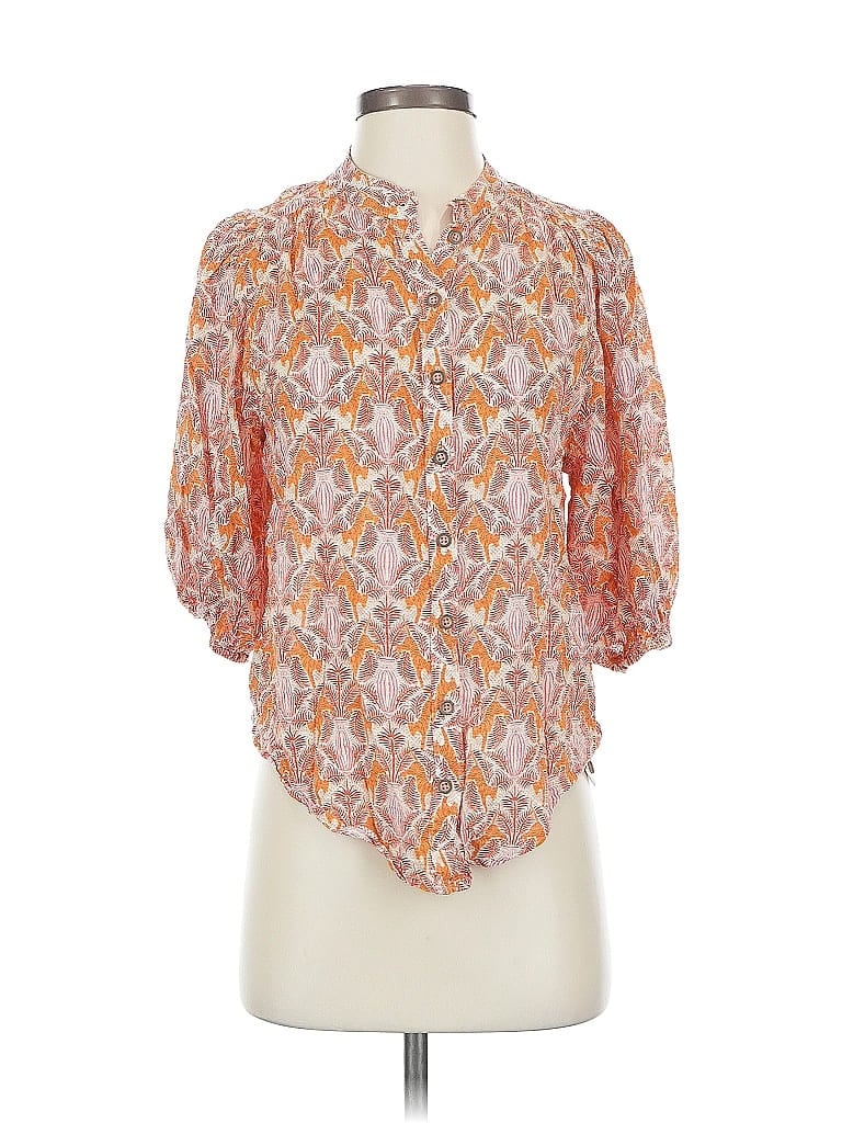 Pre-owned Maeve By Anthropologie 3/4 Sleeve Blouse In Orange