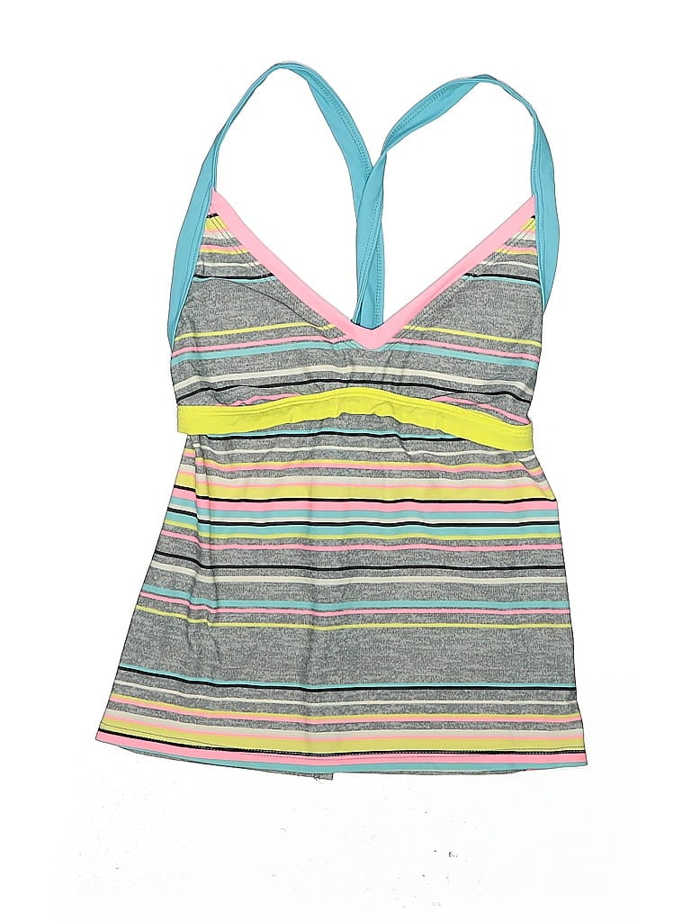 Pre-owned Bca By Rebecca Virtue Swimsuit Top Gray Stripes Pattern Swimwear