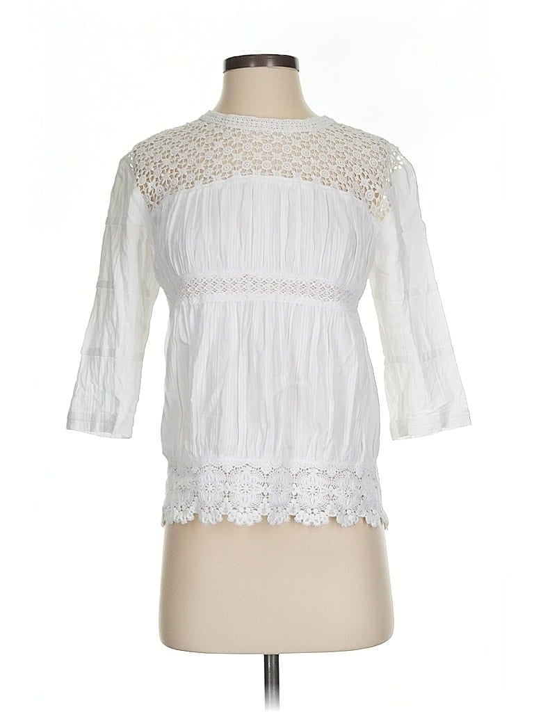 Pre-owned Maje 3/4 Sleeve Blouse In White