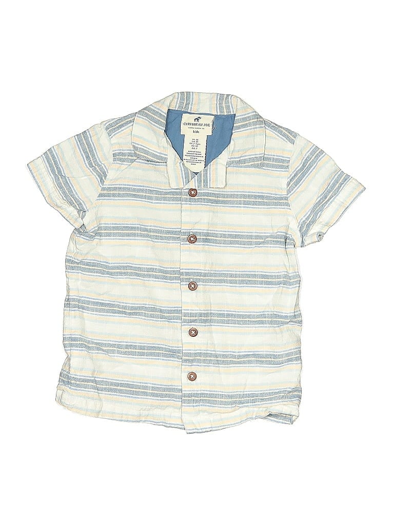 Pre-owned Caribbean Joe Kids' Short Sleeve Button Down Shirt In Blue