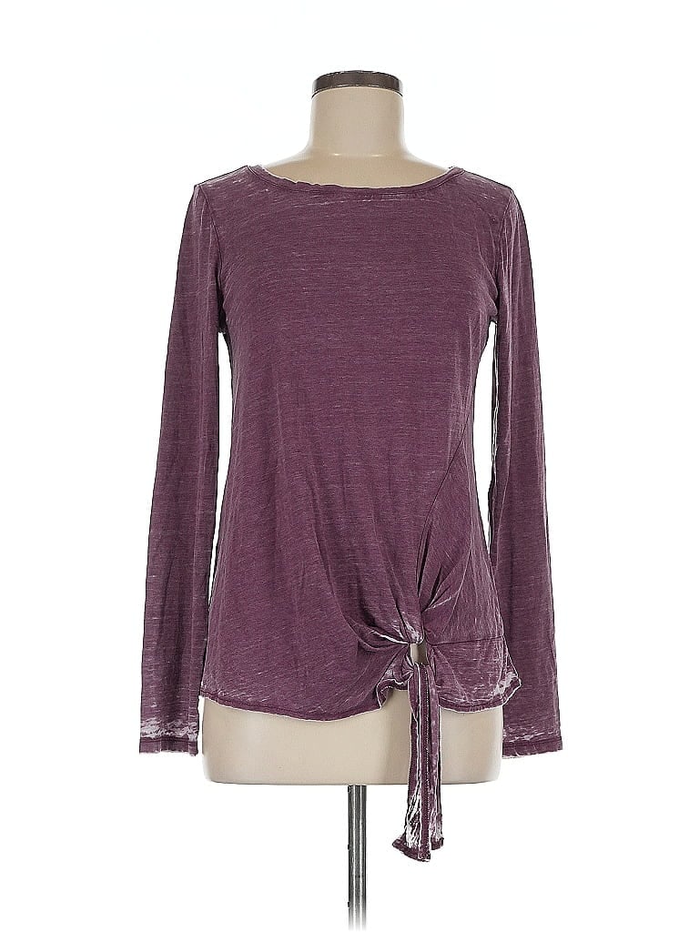 Pre-owned Susina Long Sleeve Top Purple Keyhole Neckline Tops