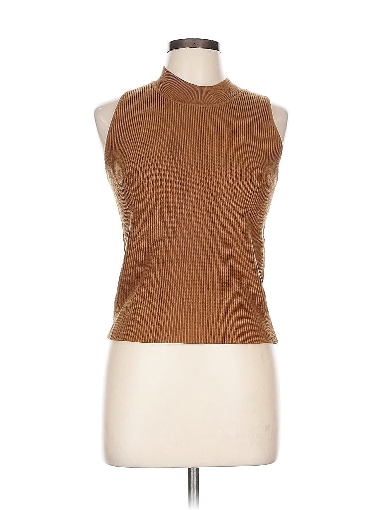 Pre-owned H By Halston Short Sleeve Turtleneck In Brown