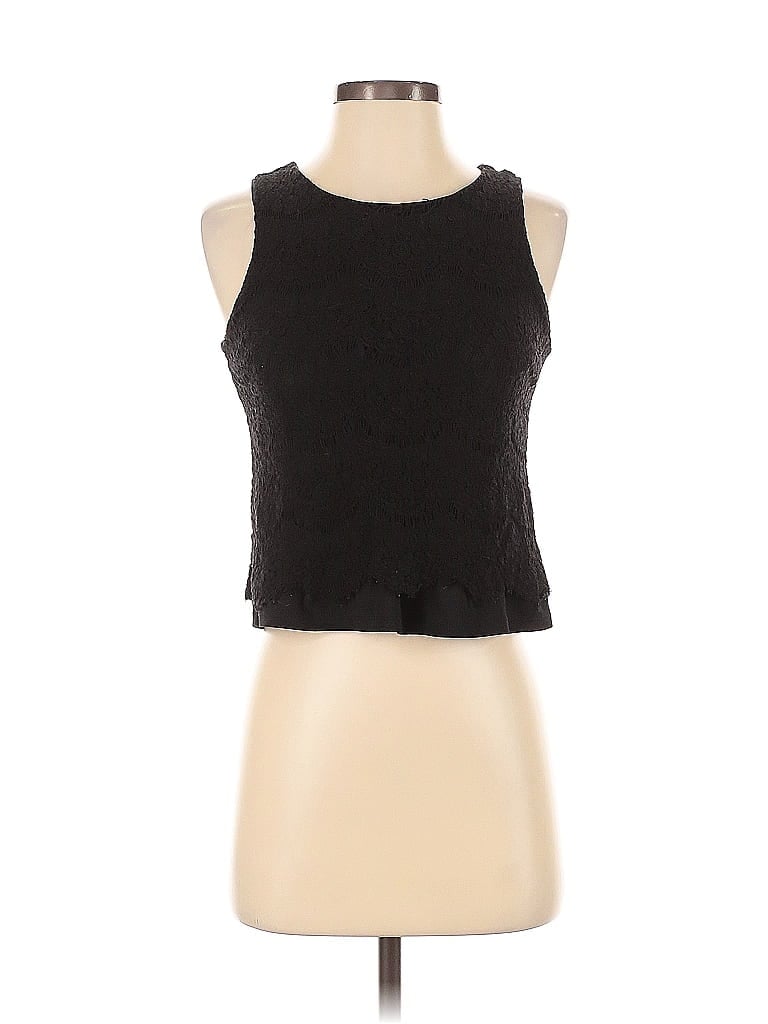 MONTEAU Pre-owned Sleeveless Top Black Halter Neckline Tops