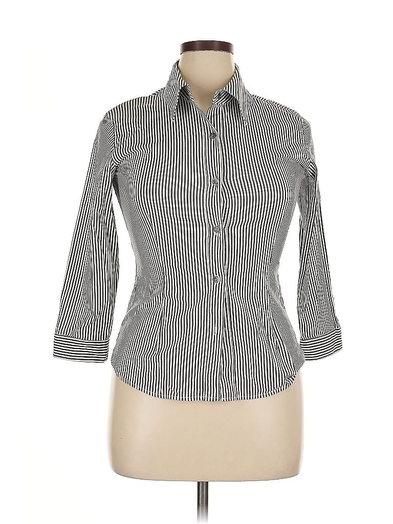Pre-owned Jenne Maag 3/4 Sleeve Button Down Shirt In Gray