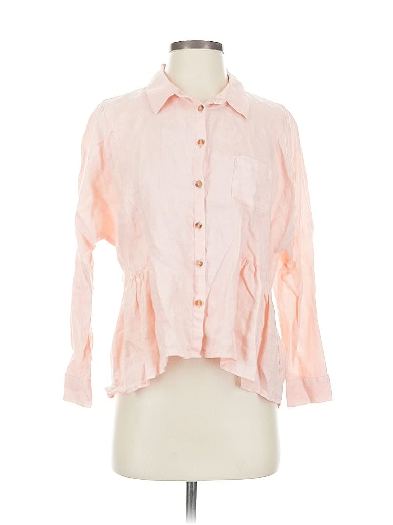 Pre-owned Holding Horses 3/4 Sleeve Button Down Shirt In Pink