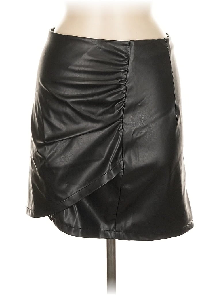Pre-owned Unbranded Faux Leather Skirt In Black