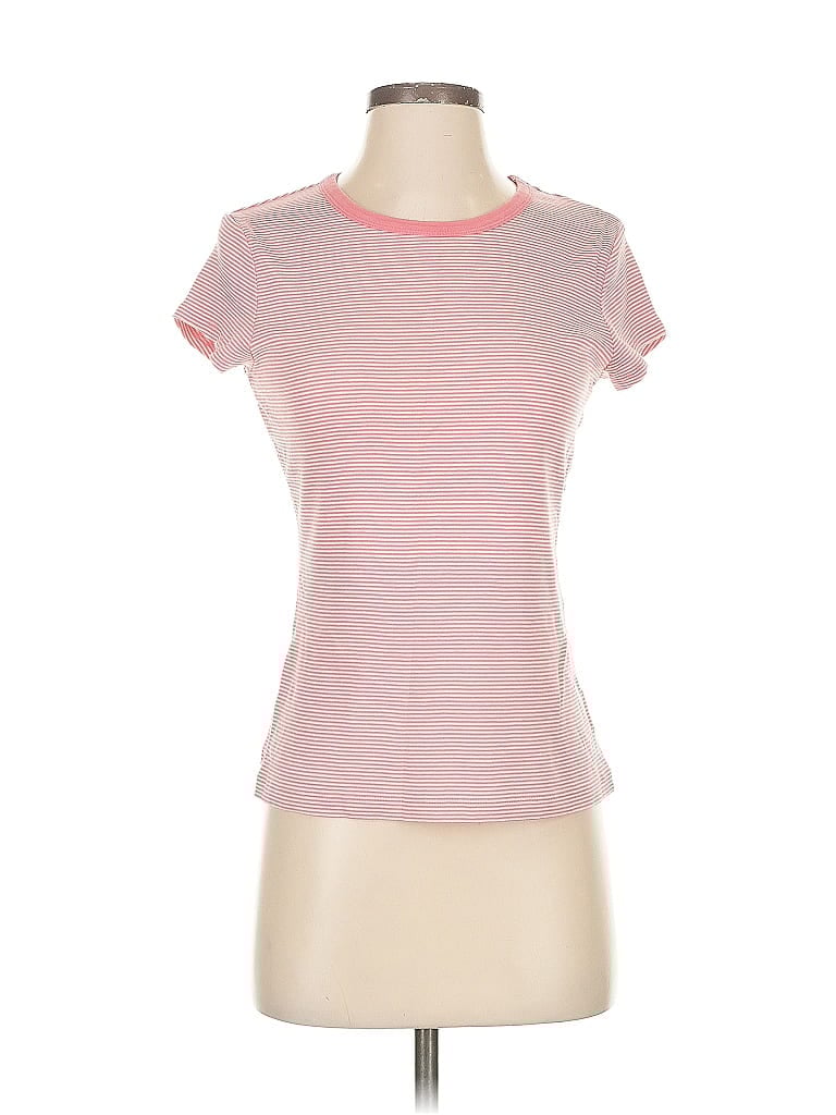 Ann Taylor LOFT 100% Cotton Stripes Pink Short Sleeve T-Shirt Size S - photo 1