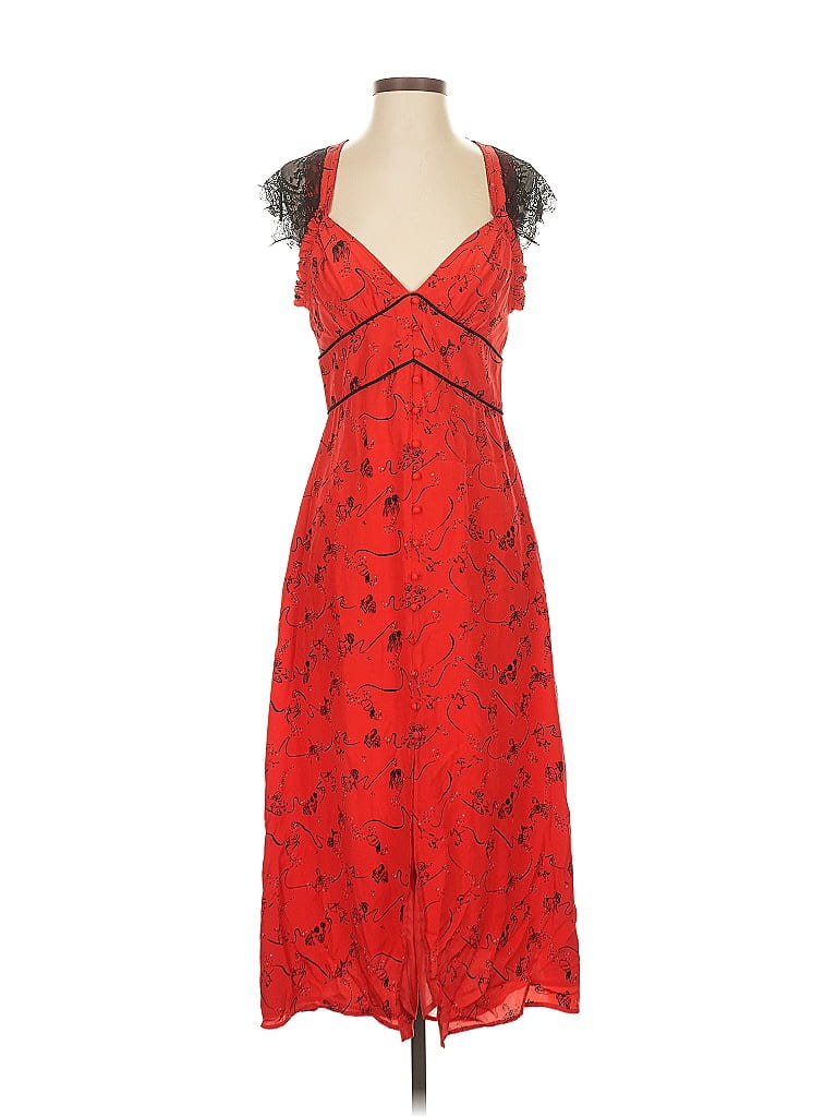 Tanya Taylor 100% Silk Hearts Red Cocktail Dress Size 0 - photo 1
