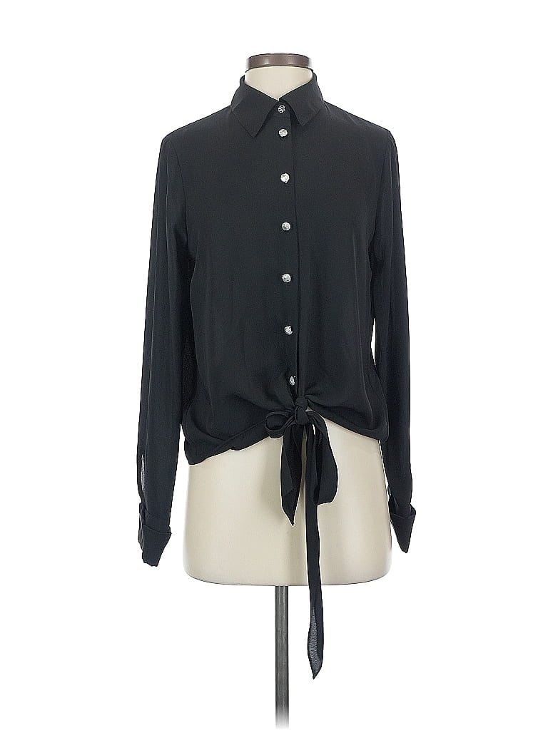 Pre-owned Inc International Concepts Long Sleeve Blouse In Black