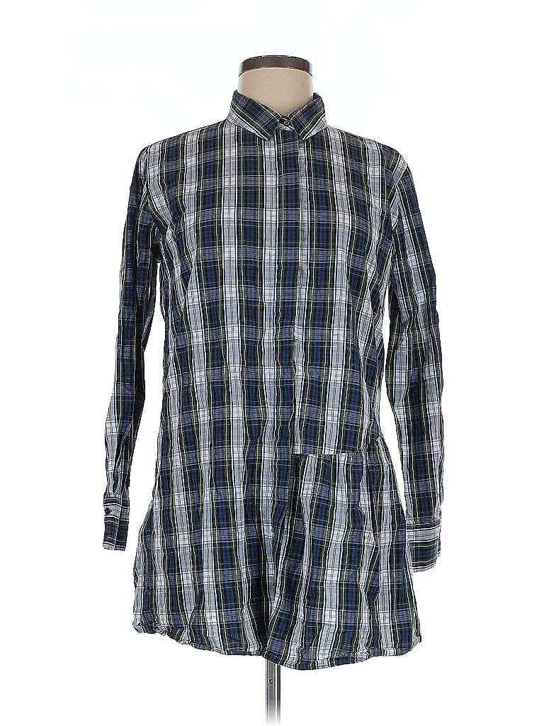 Pre-owned Zara Long Sleeve Button Down Shirt In Blue