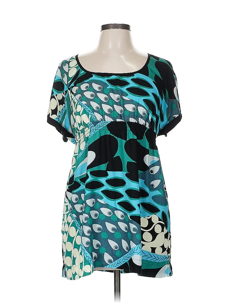 Pre-owned Matty M Short Sleeve Blouse In Blue