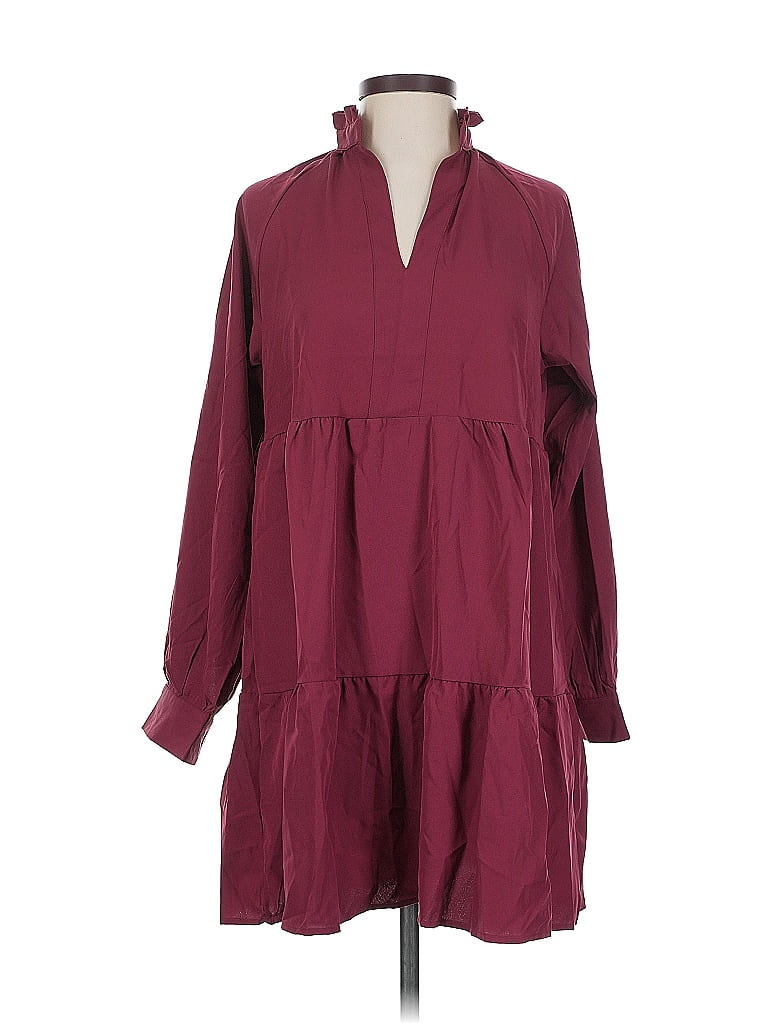 Pre-owned Unbranded Casual Dress In Burgundy