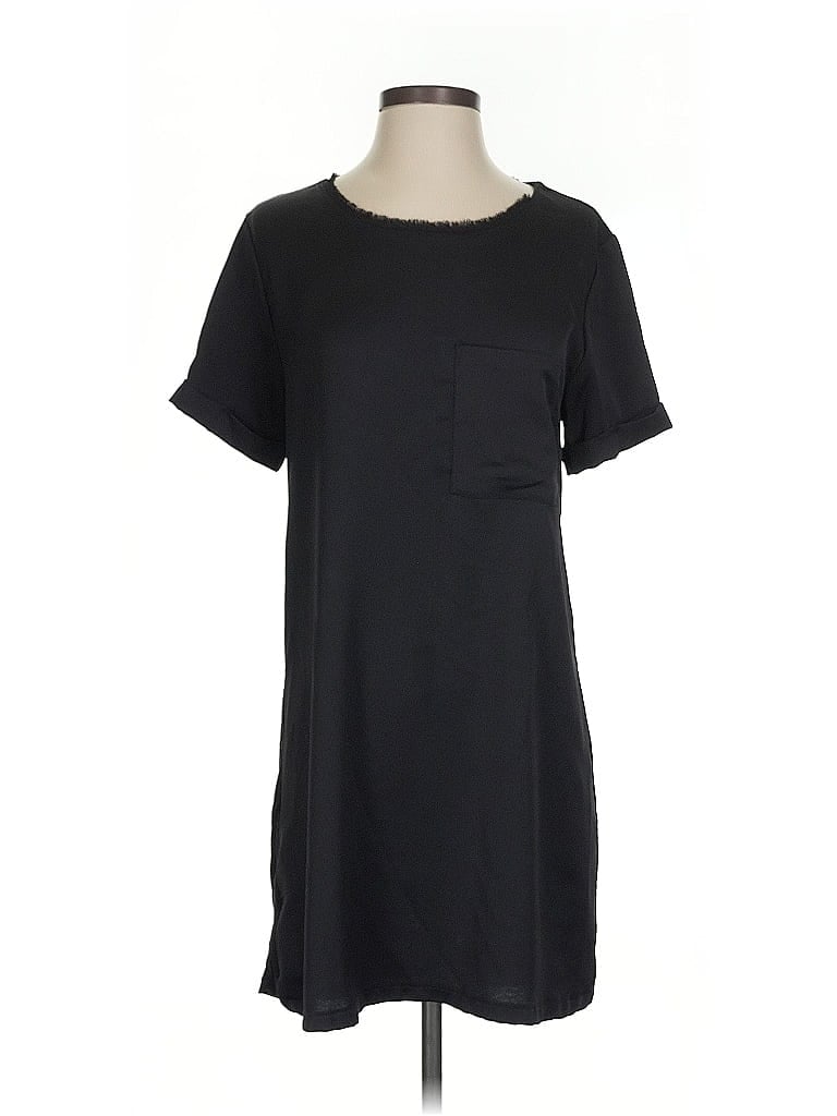 Pre-owned Zara W&b Collection Short Sleeve Top Black Crew Neck Tops