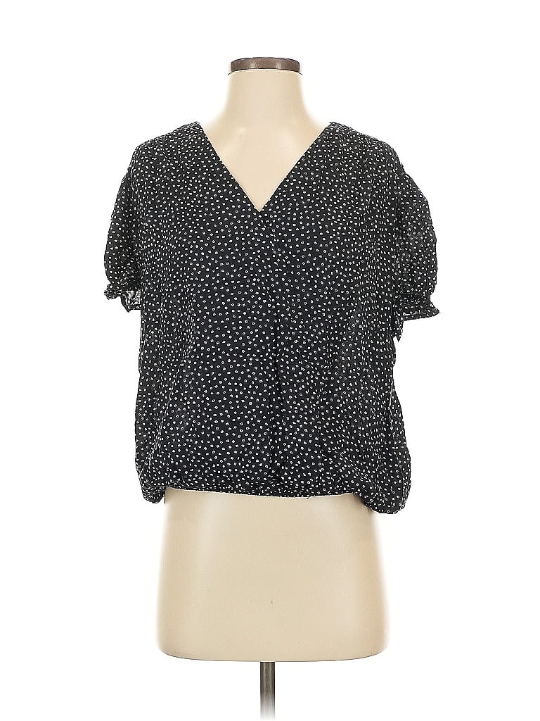 Pre-owned Assorted Brands Short Sleeve Blouse In Black
