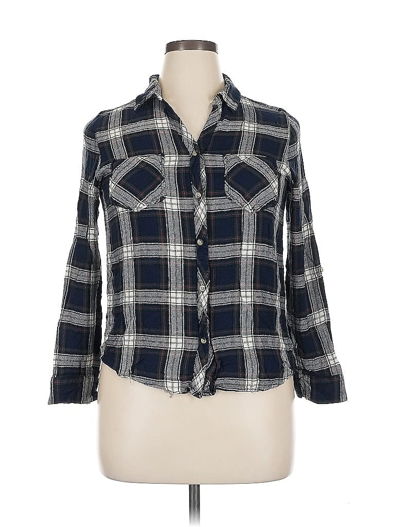 Click to view more detailed imagery on our partner's website Pre-owned Tribal 3/4 Sleeve Button Down Shirt In Blue