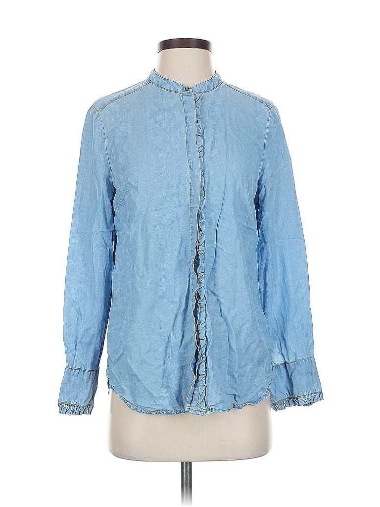 Pre-owned Kut From The Kloth Long Sleeve Button Down Shirt In Blue