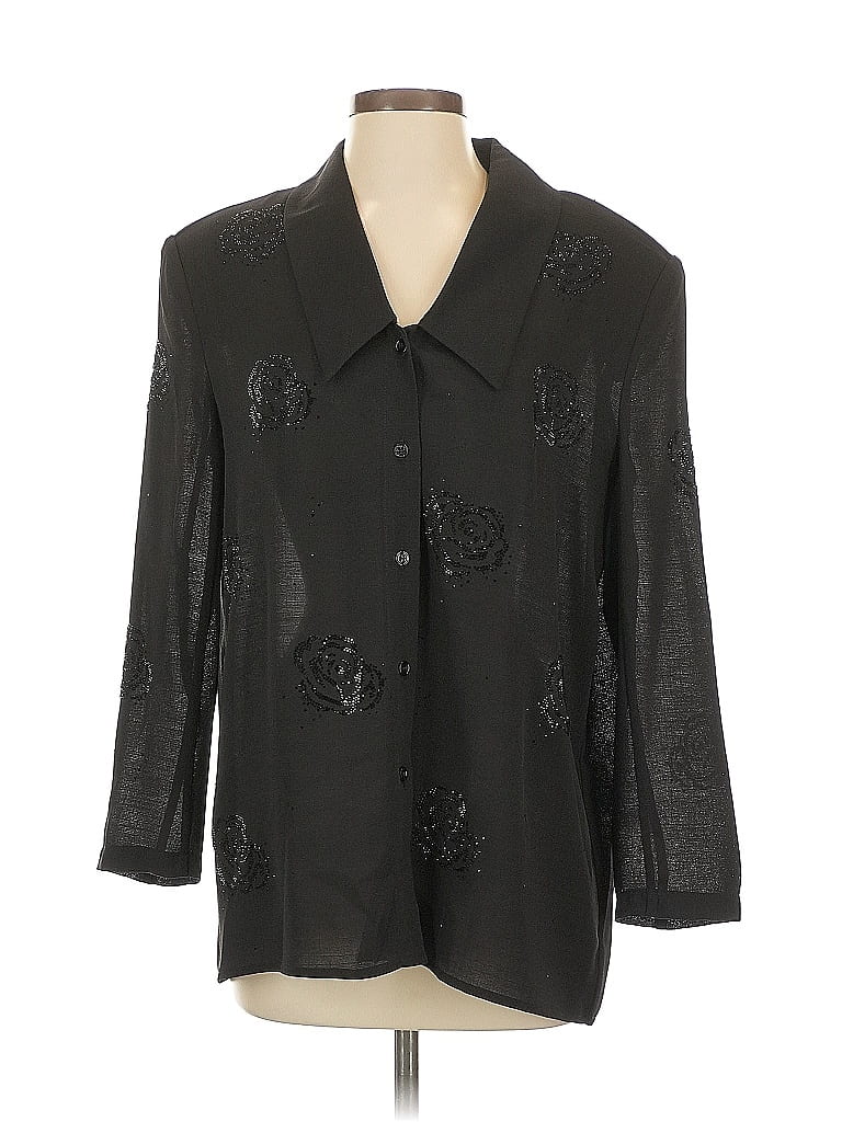 Pre-owned Assorted Brands 3/4 Sleeve Button Down Shirt In Black